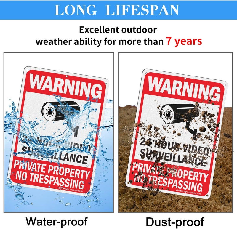 Faittoo 4 Pack No Trespassing, Private Property, Warning Signs - 10 x 7 Inches Reflective Aluminum, UV Protected, Weather Resistant, Durable Ink, Easy to Mount - Image 4